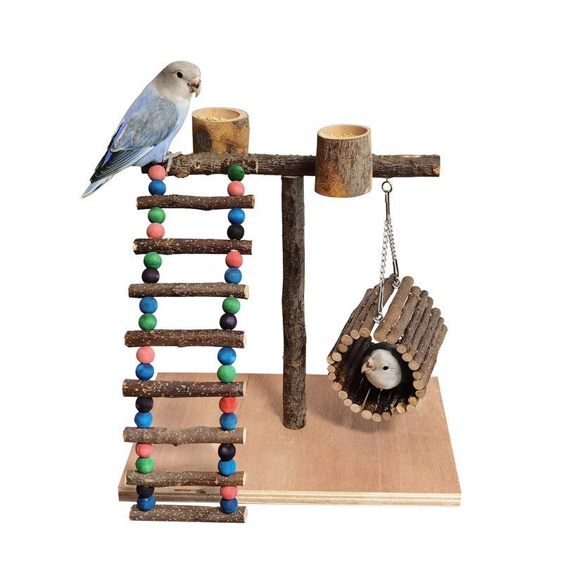 Solid Wood Parrot Training Station – Engaging Play & Exercise