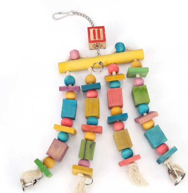 Colorful Hanging Parrot Toys with Bells and Swing – Chewable Bird Cage Accessories