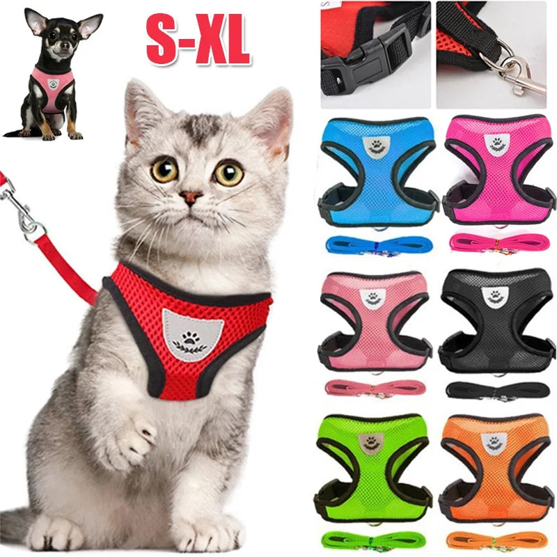 Adjustable Reflective Harness with Leash for Cats & Small Dogs