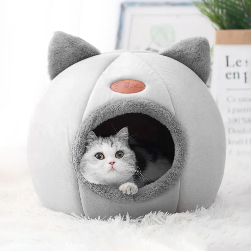 Winter Warm Igloo Cat Bed & Small Dog House - Plush Nest For Pet's