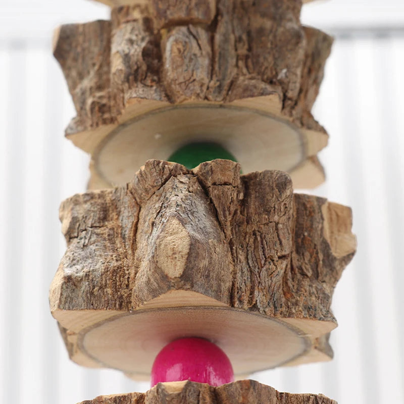 Natural Wooden Parrot Chew Toy – Fun & Decorative!