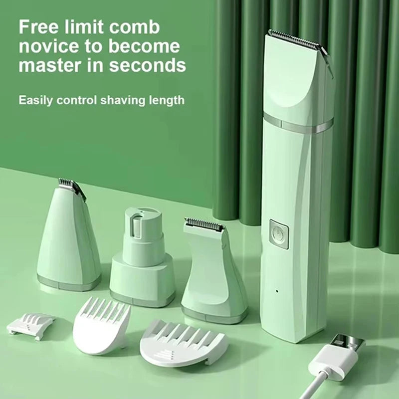 4-in-1 Quiet Cordless Pet Grooming Kit: Clippers, Trimmers & Nail Grinder for Stress-Free Grooming