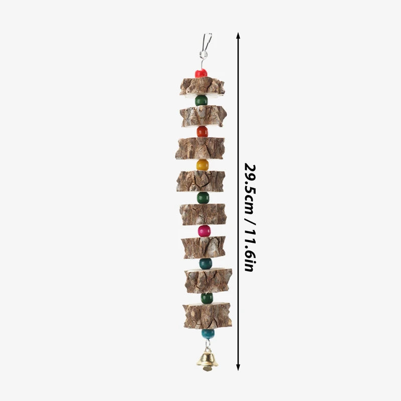 Natural Wooden Parrot Chew Toy – Fun & Decorative!