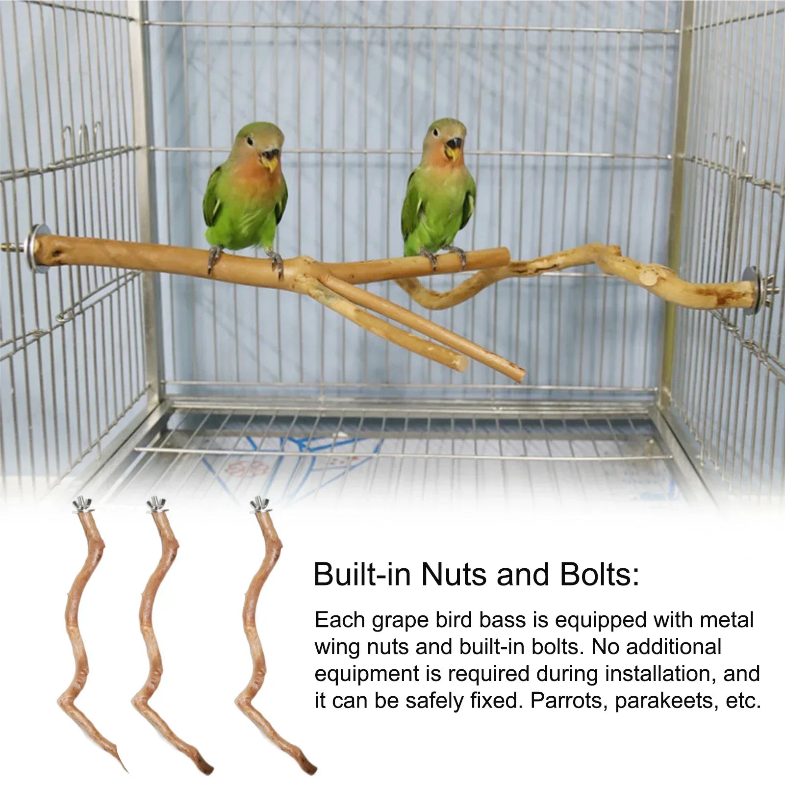 Natural Wooden Parrot Perch – Climb, Rest, & Play!