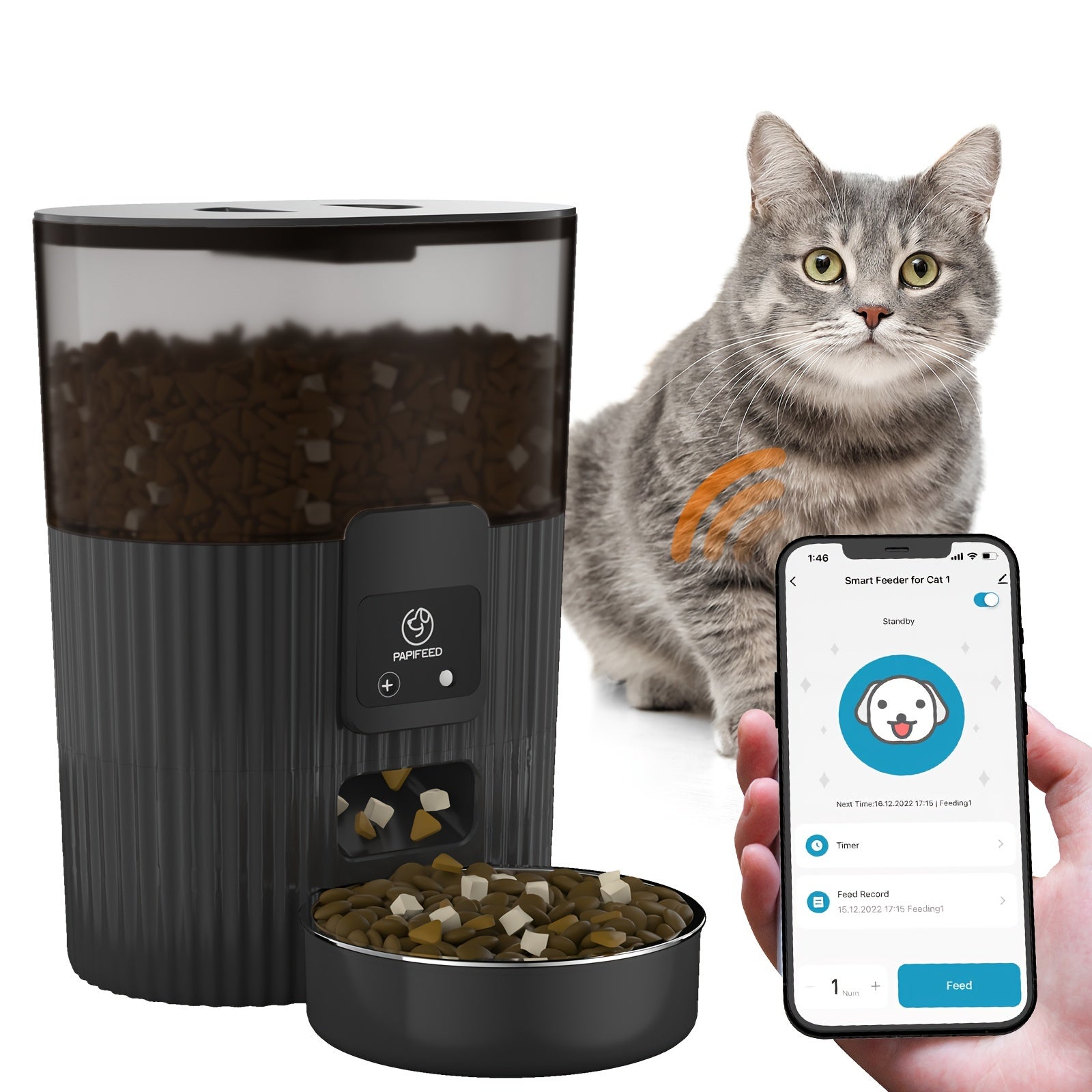 PAPIFEED Smart Pet Feeder – WiFi-Enabled Automatic Cat & Dog Feeding Solution