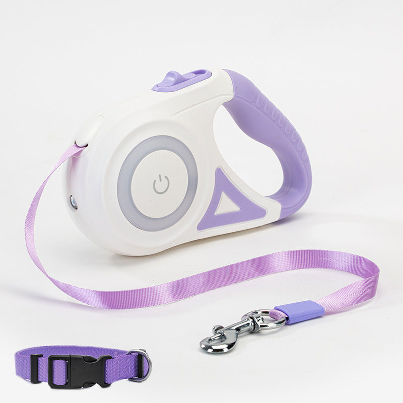 Retractable Leash with Collar and Spotlight for Small to Medium Dogs