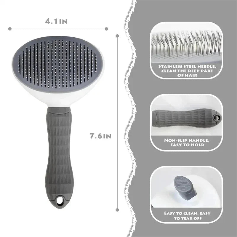 Self-Cleaning Pet Hair Removal Brush – Grooming Comb for Cats & Dogs