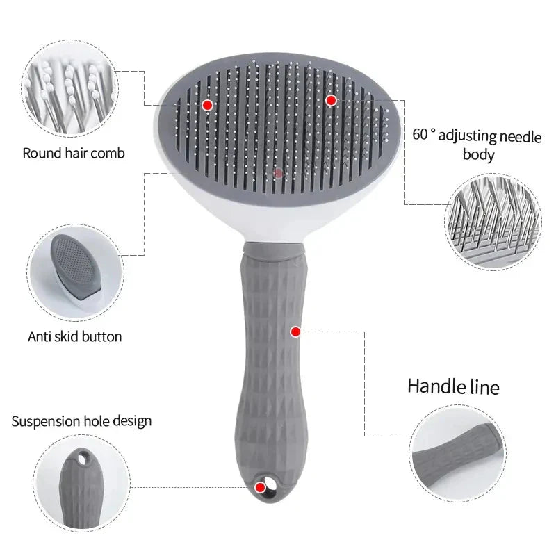 Self-Cleaning Pet Hair Removal Brush – Grooming Comb for Cats & Dogs