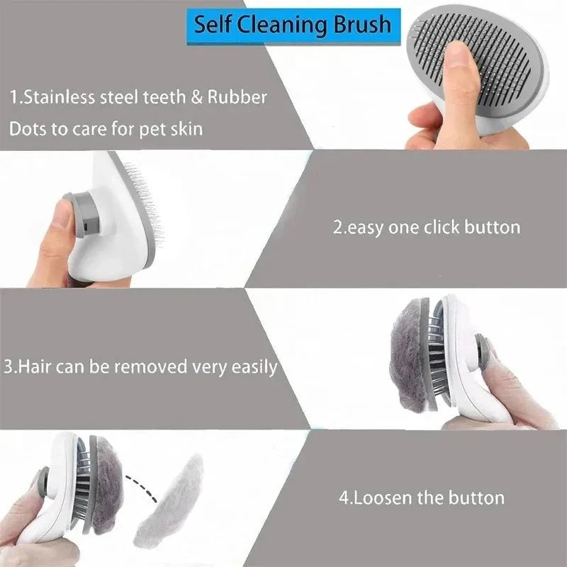 Self-Cleaning Pet Hair Removal Brush – Grooming Comb for Cats & Dogs